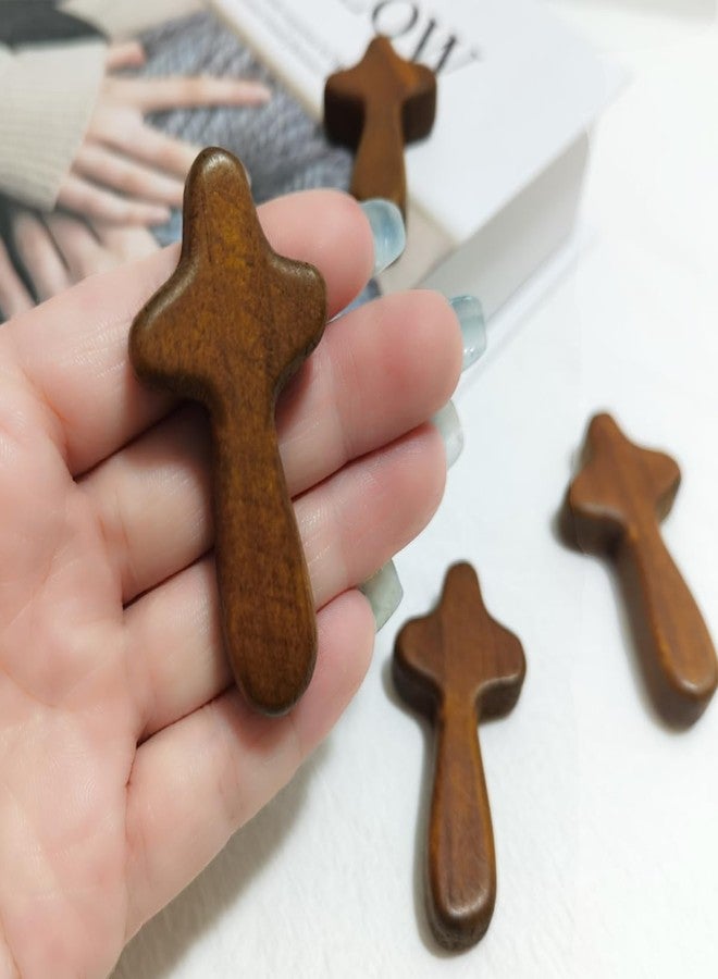 EAEDMY 12Pcs Small Wooden Pocket Crosses, Mini Portable Pine Hand Held Cross Craft, Jesus Cross Prayer Cross for Religious Occasion or Communion, 2.44in (12, Brown) - Image 2